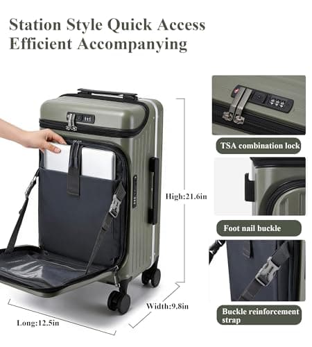 feilario Top Opening Business Carry On Luggage, Front Pocket, TSA Lock — view 2