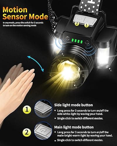 DARKBEAM LED Head Torch 2000 Lumen USB Rechargeable Super Bright Warm — view 6