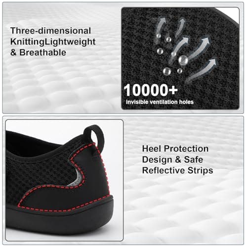 Men's Casual Walking Shoes Wide Fit Barefoot Shoes Non-Slip Lightweight for Elderly Garden Walks Shopping Trips Black 9.5 UK — view 5