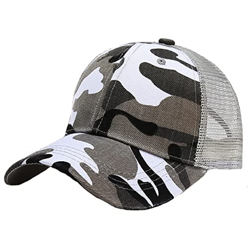 Kids Camo Baseball Cap - Camouflage Mesh Sun Hat with Cotton Material, Adjustable Peak, Snapback Closure, UV Protection, Perfect for Outdoor Sports, Travel, Beach - Boys & Girls, Ages 5-12