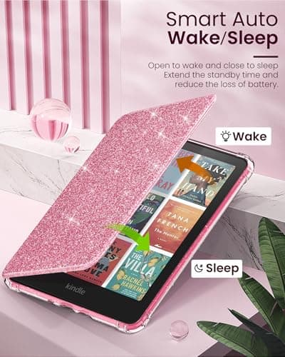MoKo Case for 7" Kindle Paperwhite 12th Gen & Colorsoft 2024, Glitter Pink — view 6