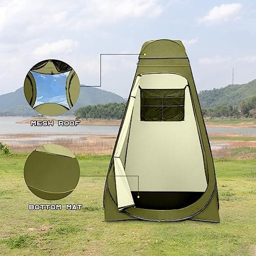 BRIAN & DANY Pop Up Toilet Tent, Portable Shower Privacy Changing for Hiking Beach, UPF 50+ & Waterproof, 120 x 120 x 190cm, Olive Green — view 6