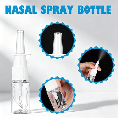 Nessbabus 20 Pack Nasal Spray Bottles, 10ml Refillable Empty Mist Spray Bottles, PET & PP Portable Travel Container, Leak Proof Small Spray Vials for Saline, Essential Oil, Perfume, Cosmetics — view 5