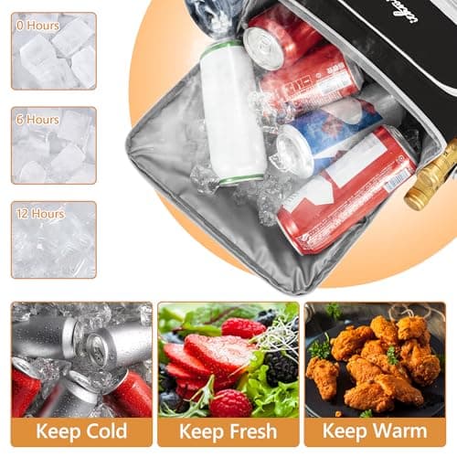30L 40-Can Cooler Picnic Backpack Cool Bag, Portable Soft Food Cooler Box — view 4