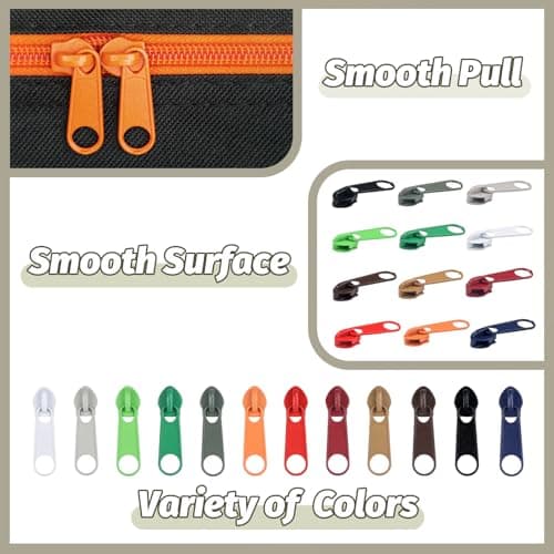 DOITEM 72Pcs Zipper Repair Kit - 12 Colors, 5# Zipper Pulls, Rescue Kit for Clothing, Jackets, Purses, Luggage, Backpacks — view 3