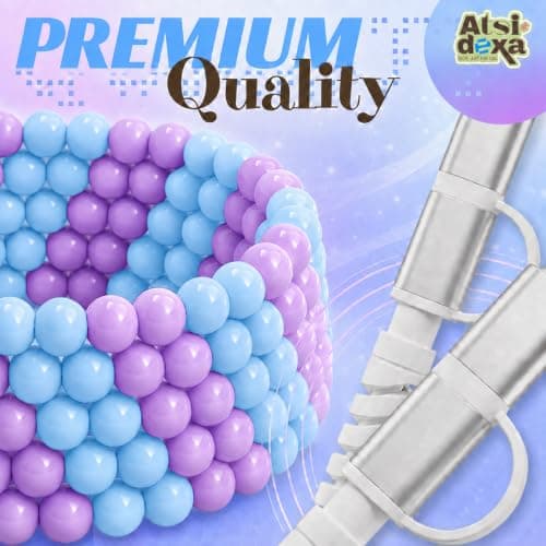 Atsidexa 4-in-1 Beaded Charging Cable, MFi Certified, Works with CarPlay, 6.6FT 60W Fast Charger Cord for iPhone 17/16/15/14/13/12/11, iPad, Samsung, Android and More (Lavender Sky) — view 6
