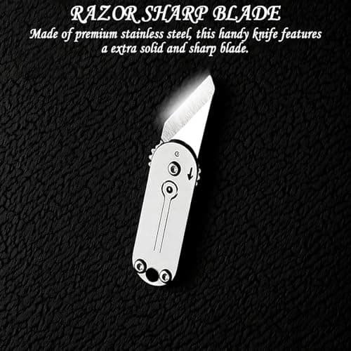 2Pcs Titanium Finish Folding Multi-Tool, Portable EDC Utility Cutter with Keychain for Box Opening, Outdoor, DIY, Camping & Everyday Carry — view 5