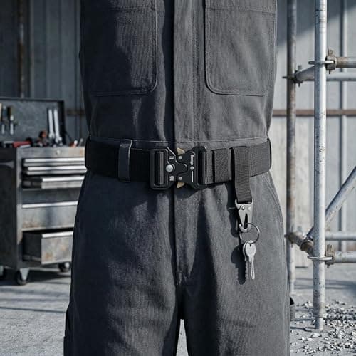 Bansga Men Tactical Belt, Military Style Quick Release Nylon Belt, Gift with Hook (Black) — view 4