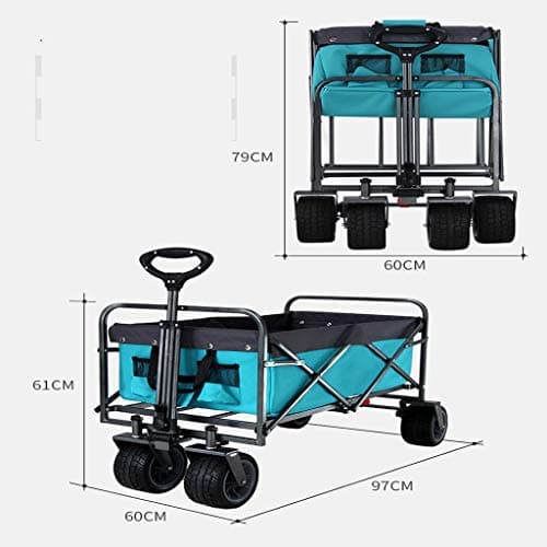 FLYIFE Movable Hand Trucks Outdoor Four-Wheel Folding Camping Car, Picnic Camping Car, Small Trailer, Travel Supermarket Push-Pull Cart, Foldable Shopping Cart,And Wear-Resistant Trolleys/a — view 4