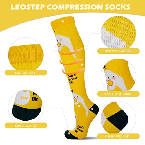 LEOSTEP Compression Socks for Women (3Pair) Knee High Support Stocking Ideal for Flight, Sports, Travel — view 3