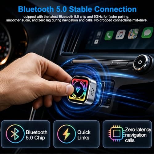 Wireless Carplay Adapter UK,2026 Upgraded for apple car play wireless adapter,Wired to Wireless CarPlay Dongle,Auto Reconnect,Mini Heat Dissipation,Fit Factory Wired CarPlay,Support iOS Android Auto — view 4
