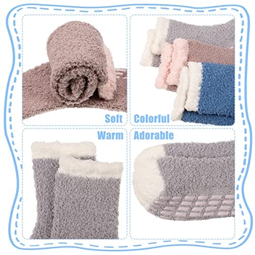 Bestomrogh 6 Pairs Fluffy Slipper Socks for Women and Girls — view 4