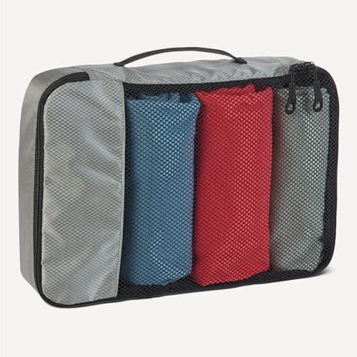 Amazon Essentials 4-Piece Packing Cubes Travel Accessories Set, Luggage Organiser with Double Zip, Mesh Top, 100% Polyester, Medium, Grey (Previously Amazon Basics) — view 4
