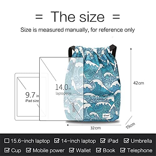 Risefit Waterproof Drawstring Bags String Backpack, Swim Bags PE Gym Bags Sports Backpacks Swimming Bags for Adults, Kids - Men Women Girls Boys — view 6