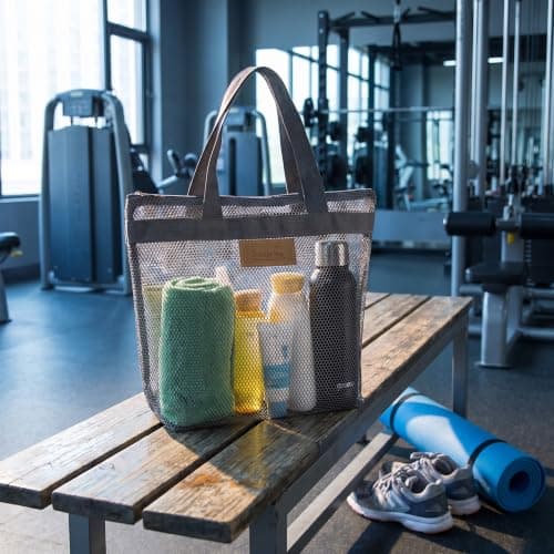 LEOUEANR 2Pcs Quick-Drying Mesh Shower Tote, Lightweight Foldable Design, Large Capacity with Reinforced Handle, for Gym Beach Travel Bathroom Organization — view 5