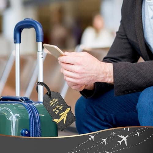 Alyvisun 2Pcs Luggage Tags, PU Suitcase Tags Baggage Labels Luggage Labels for Suitcases with Name ID Card, Suitcase Labels Travel Tags for Luggage Baggage Bags Business, Black and Rose — view 2