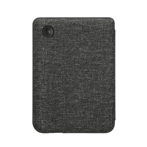 kwmobile Case Compatible with Kobo Clara BW/Colour - Book Style Fabric e-Reader Cover Flip Folio Case - Dark Grey — view 3
