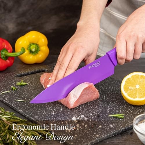 nuovva Professional Kitchen Knife Set – 5pcs Colour Coded Kitchen Knives – Stainless Steel Non Stick Blades – Chefs, Filleting, Bread, Paring and Utility Knives — view 2