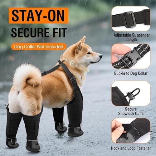 Pet Ski Trousers - Thermal Animal Leggings, Non Slip Frost Guards, 9.84 x 11.81 x 2.36IN Breathable Arctic Mobility Suit | Defensive blizard Expedition Outfit, Hunting Camping Travel — view 3