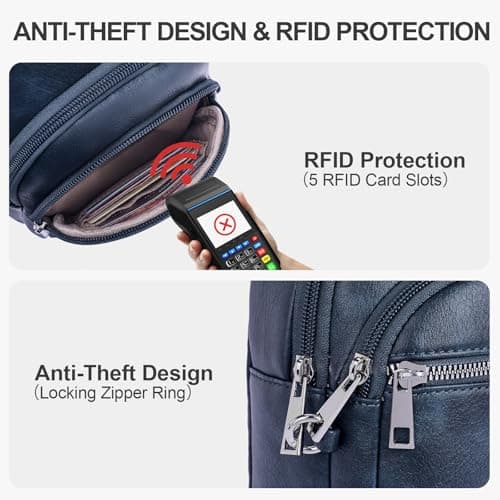 Lexiyat Anti Theft Crossbody Bags for Women Travel Chest Sling Bag Leather Handbags Fanny Pack Blue — view 3