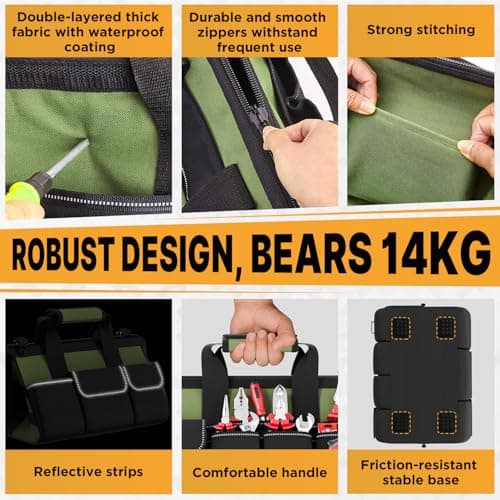 WELDUN Tool Bag 15.5 Inch, 17-Pocket Portable Tool Box Organizer Storage — view 5