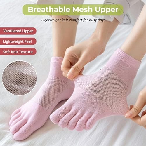QUPOLPOL Toe Socks for Women, Low Cut Ankle Socks, 5 Pairs, UK 3-7 — view 5