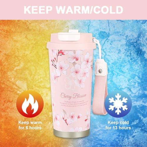 EACHPT Travel Mug,500ML Insulated Coffee Mug - Double-Wall Stainless Steel, Leak-Proof &BPA Free,Portable Coffee Cup Travel Mug with Hidden Straw - Perfect for Hot and Cold Drinks — view 6
