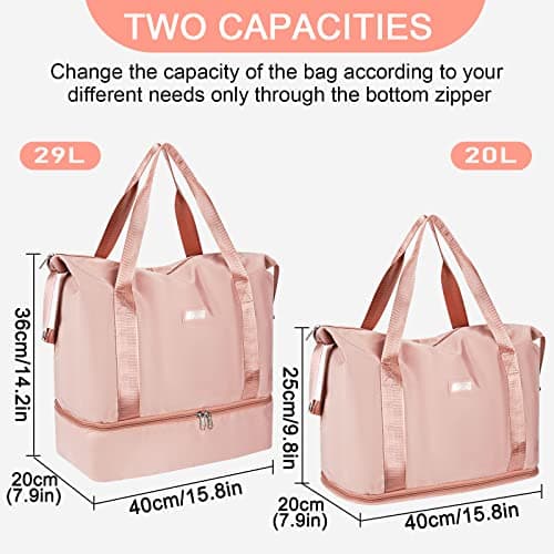 CS COSDDI 36L Duffel Bag with Trolley Cover, Dry Wet Separate Gym Bag for Sports and Waterproof Shopping for Men and Women, Pink — view 3