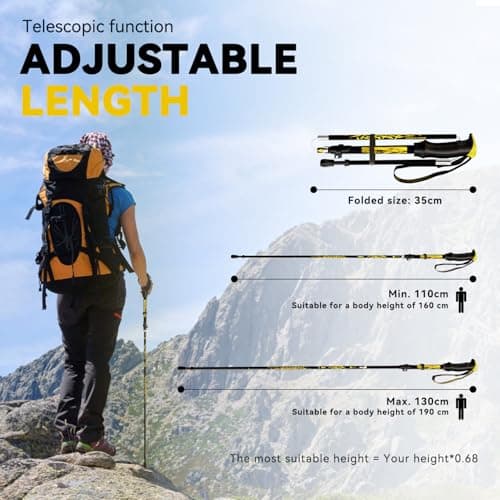 DOBESTS Folding Walking Poles 2 Pack, Lightweight Collapsible Hiking Poles — view 3