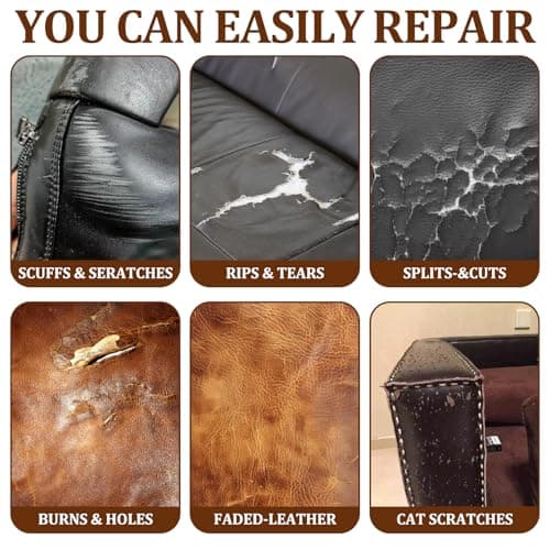 2PCS Black Leather Repair Kit, Leather Car Seat Repair Kit Set for Furniture, Cars, Sofas, Jackets, Fix Scratches with Super Easy Instructions Restore Fix Scratches Cuts Rips Holes Tears Cracks — view 4