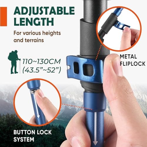 TREKOLOGY Trekking Poles – Collapsible Hiking Poles with Cork Handle - Ultralight Folding Walking Poles for Women & Men, Lightweight Aluminum Hiking Sticks & Walking Sticks (Black with Blue) — view 4