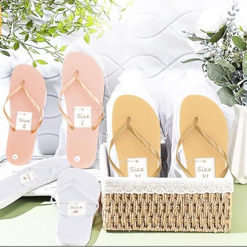 KisSealed 24 Pairs Flip Flops Bulk for Wedding Party Guest Sandals, White, Pink, Gold, 8.5 Wide Women/5.5 Narrow Men — view 5