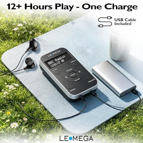 LEMEGA PR1L Pocket DAB FM Radio,Rechargeable,Earphones,Black/Silver — view 3