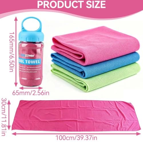 Kukyller Cooling Towel, 2PCS Cooling Towels with Storage Bottle Ice Towel Sweat Towel for Neck and Face Yoga Sport Running Gym Towels (Red) — view 4