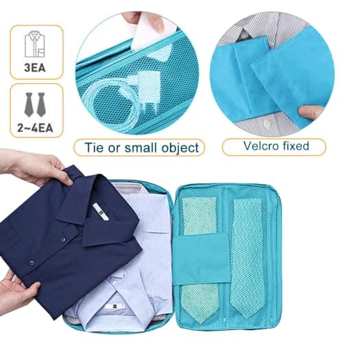 AffeGifts Shirt Carrier for Travel, Portable Shirt Travel Bag Anti Wrinkle Shirt Tie Organizer for Business Trip (Blue) — view 4
