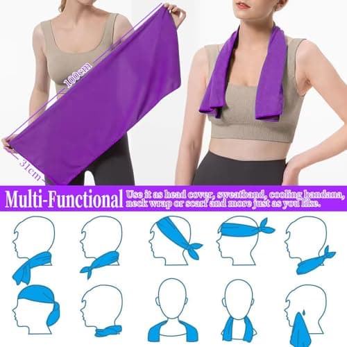 VAKKI Cooling Towel, Ice Cold Sports Sweat Towels for Instant Relief Perfect Coolings Scarf Neck,Forehead, Wristband, Bandana, Stay Cool from Over Heating During All Kinds of Sport and Exercise — view 5