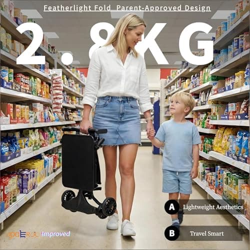 Lightweight Airplane Stroller, 2.8kg Instant Fold & Unfold Portable Pushchair, Cabin-Sized Compact Baby Stroller with Removable Cartoon Pad for Travel (0-4 Years), 4 Colors black2 — view 2