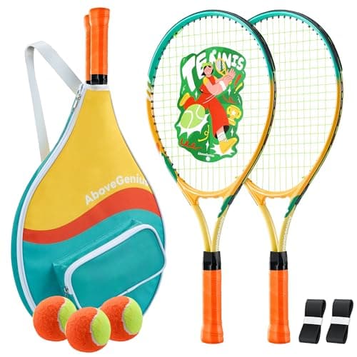 AboveGenius Kids Tennis Racket Set, 21-23 inch Tennis Racket for Toddler Youth Starter Kit, 3 Balls, 2 Lightweight Racquets with Easy Carrying Shoulder Strap Bag Visit the AboveGenius Store