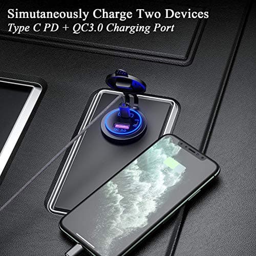 Thlevel USB C Car Charger Socket USB C Charging Socket 12V USB Charger — view 2