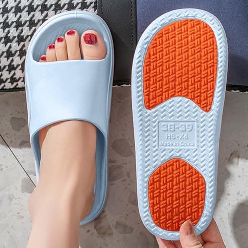 Summer Indoor Slippers for Women and Men with Gentle Grip Sole, Quick-Dry Shower Sandals for Everyday Home Use, Lightweight and Breathable EVA, Size 4.5-6.5 (Sky Blue, 6.5) — view 2