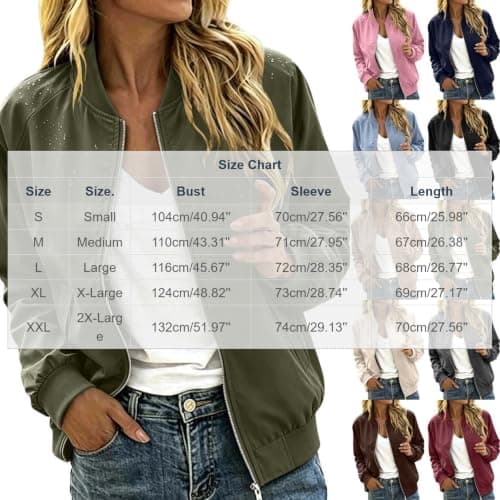 Womens Long Sleeve Waterproof Flight Jackets Windbreaker Lightweight Coat — view 3