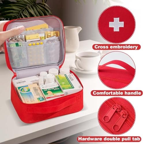 Disnace Travel Medicine Bag, Portable Mini First Aid Kit, Empty First Aid kit, Medical Kits Empty Bag, Travel Mini First Aid Pouch, Medicine Storage Bag for Camping & Home First Aid Kits — view 5