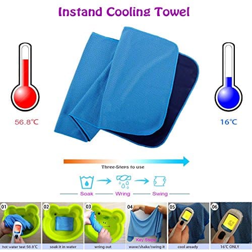 VAKKI Cooling Towel, Ice Cold Sports Sweat Towels for Instant Relief Perfect Coolings Scarf Neck,Forehead, Wristband, Bandana, Stay Cool from Over Heating During All Kinds of Sport and Exercise — view 5