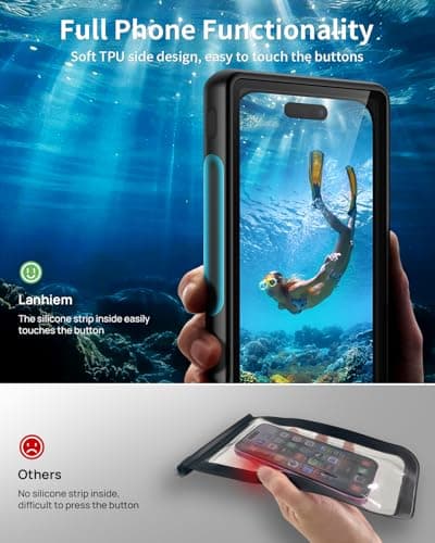 Lanhiem Waterproof Phone Case Universal, Professional IPX8 Waterproof 15M Diving Phone Cover [Underwater Touchscreen] Case for iPhone Samsung Google Xiaomi and 4.7-6.9'' Mobile Phones, Black — view 4