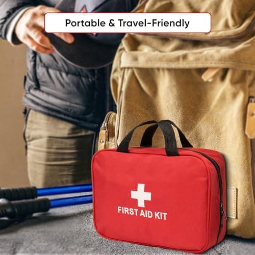 ASAB 68 Piece Travel First Aid Kit for Holiday Home Use Waterproof Easy to Carry Bag with Bandages Scissors Blanket Hiking Car First Aid Kit for Emergency Safety Essentials for Car Camping Work Hiking — view 2