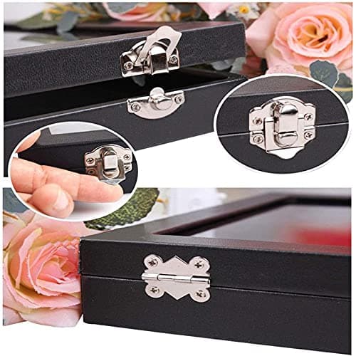Retro Classic Jewelry Box Necklace Tray Storage Display Stackable Glass Top Lockable Black Velvet es Necklace Holder with Lockfor Women Gift — view 2