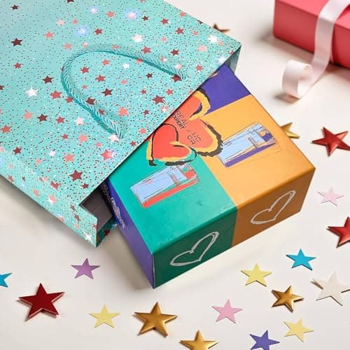 OMBRISA Gift Bags 2pcs with 2Tissue Paper, Small Size Present Bag, Birthday Gift Bag for Party Present, Wrapping Gift Bags with Handle for Men Women, Wedding, Baby Shower, Teacher’sDay (Blue, Pink) — view 4
