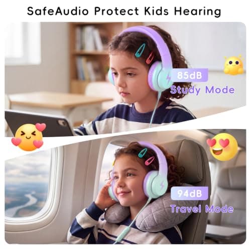 Candy Bila Wired Kids Headphones with Microphone for School Travel,3.5mm — view 2