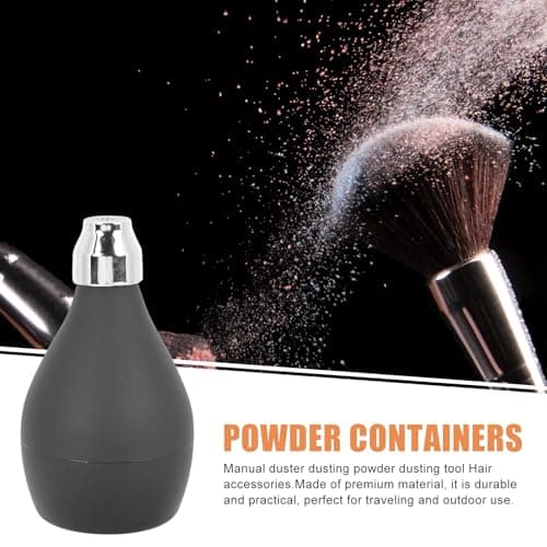 Ipetboom Compact Lightweight Black Rubber Powder Duster Spray Bottle for Outdoor and Travel Use Portable Loose Powder Container and Storage Ball Dispenser — view 3