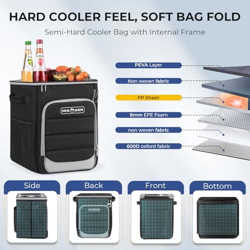 INSMEER 2-in-1 40L Large Insulated Cool Bag on Wheeled & Hard Top — view 2